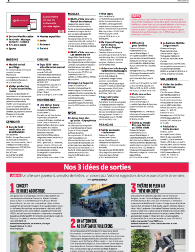 Calendrier La Côte le 15 juillet 2021 - Rive Jazzy dans la Presse