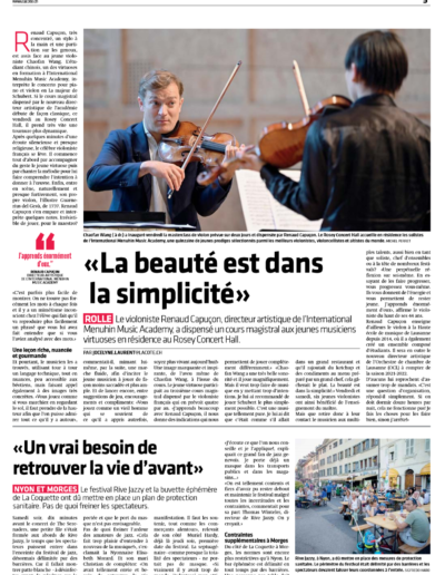 La Côte, lundi 13 juillet, Un vrai besoin de retrouver la vie - Rive Jazzy dans la Presse