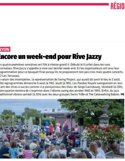 La Côte, 4.8.2020, Encore un week-end pour Rive Jazzy_Capture - Rive Jazzy dans la Presse