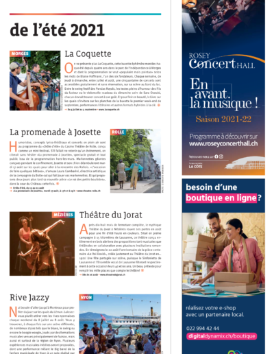La Côte le 8 juillet 2021 - Rive Jazzy dans la Presse