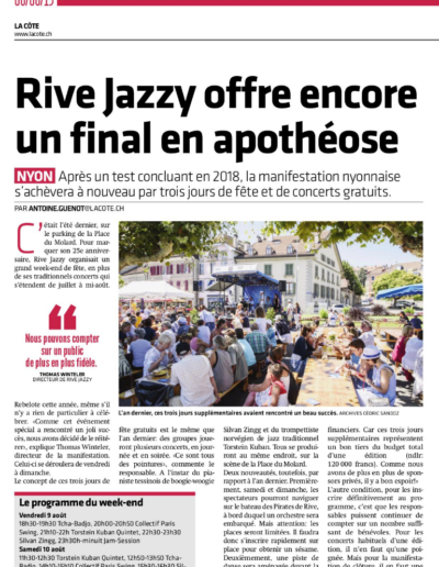 La Côte le 8 août 2019 - Rive Jazzy dans la Presse