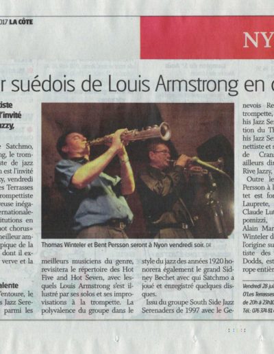 La Côte le 26 juillet 2017 - Rive Jazzy dans la Presse